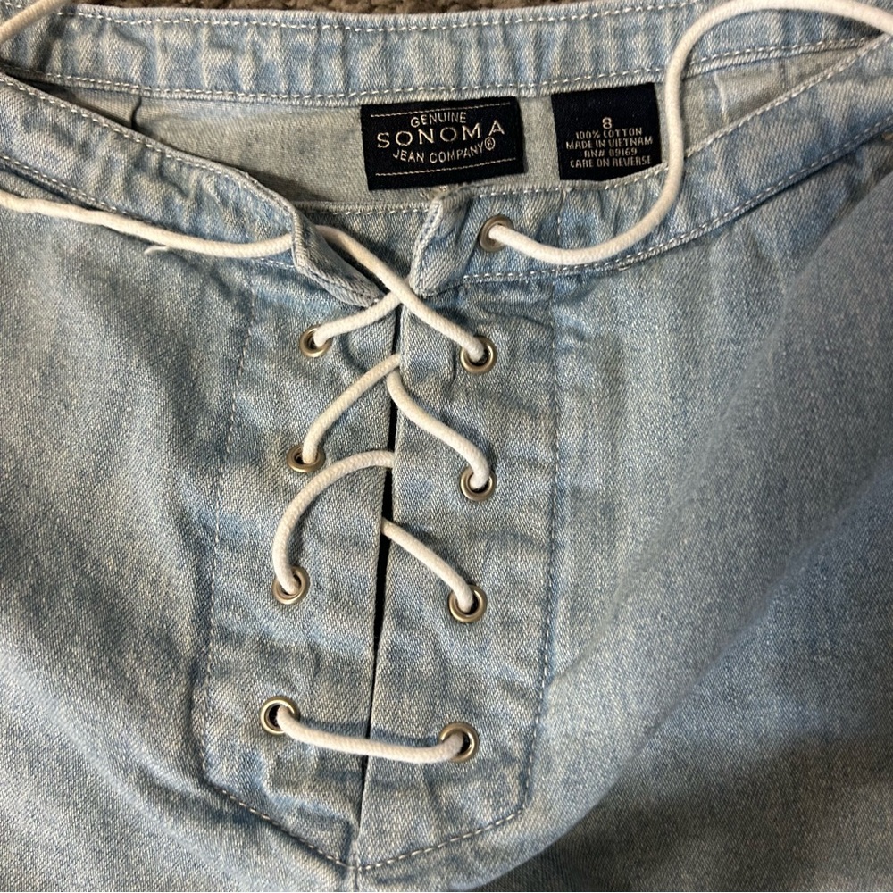 Sonoma Light Blue Lace-Up Jean Shorts - Picture 3 of 3